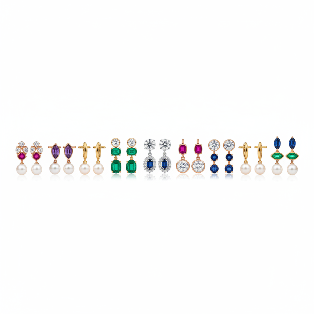 Boucles d'oreilles alignées